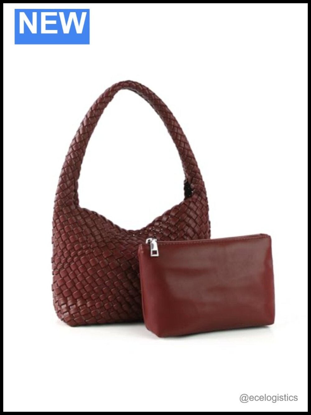 Handwoven Vegan Leather Woven Tote Bag with Matching Purse Shoulder Handbag